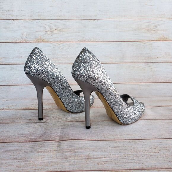 Miu Miu Glitter Peep Toe Stiletto Pumps - Picture 5 of 14